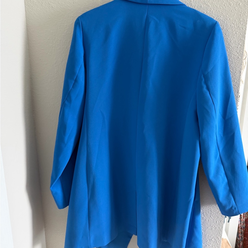 Women's Blue Open Front Jacket - Picture 10 of 13